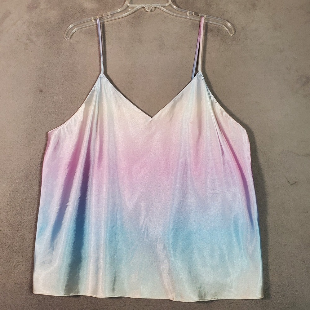 Victoria's Secret Cami Tank XL Pastel Ombre Satin Crop Slip‎ Open Back Fairy Y2K